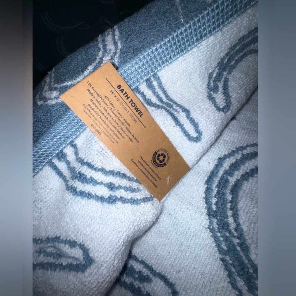 NEW WRANGLER REVERSIBLE
BLUE WHITE HORSESHOE PRINT BATH TOWEL 28x52 Quick Dry - Picture 10 of 10